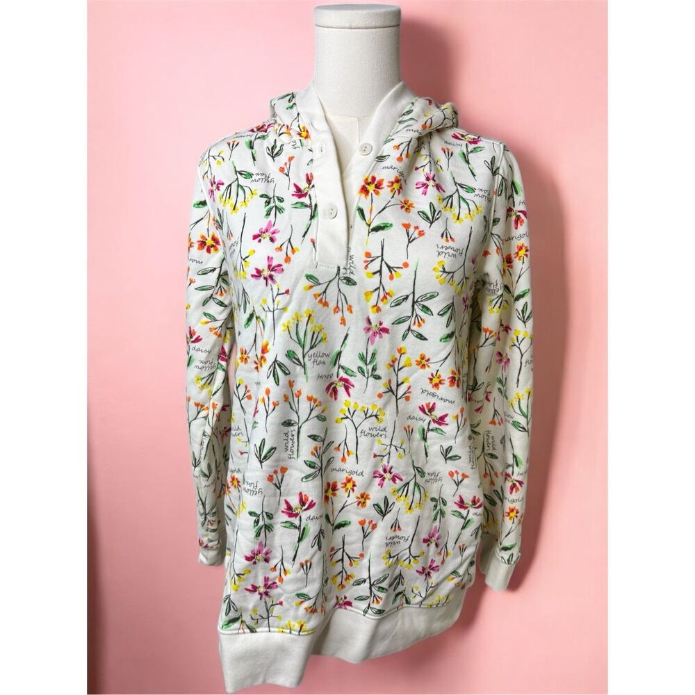 Lands' End Pullover Hoodie Floral Fairykei Cottage Core Romantic‎ Small